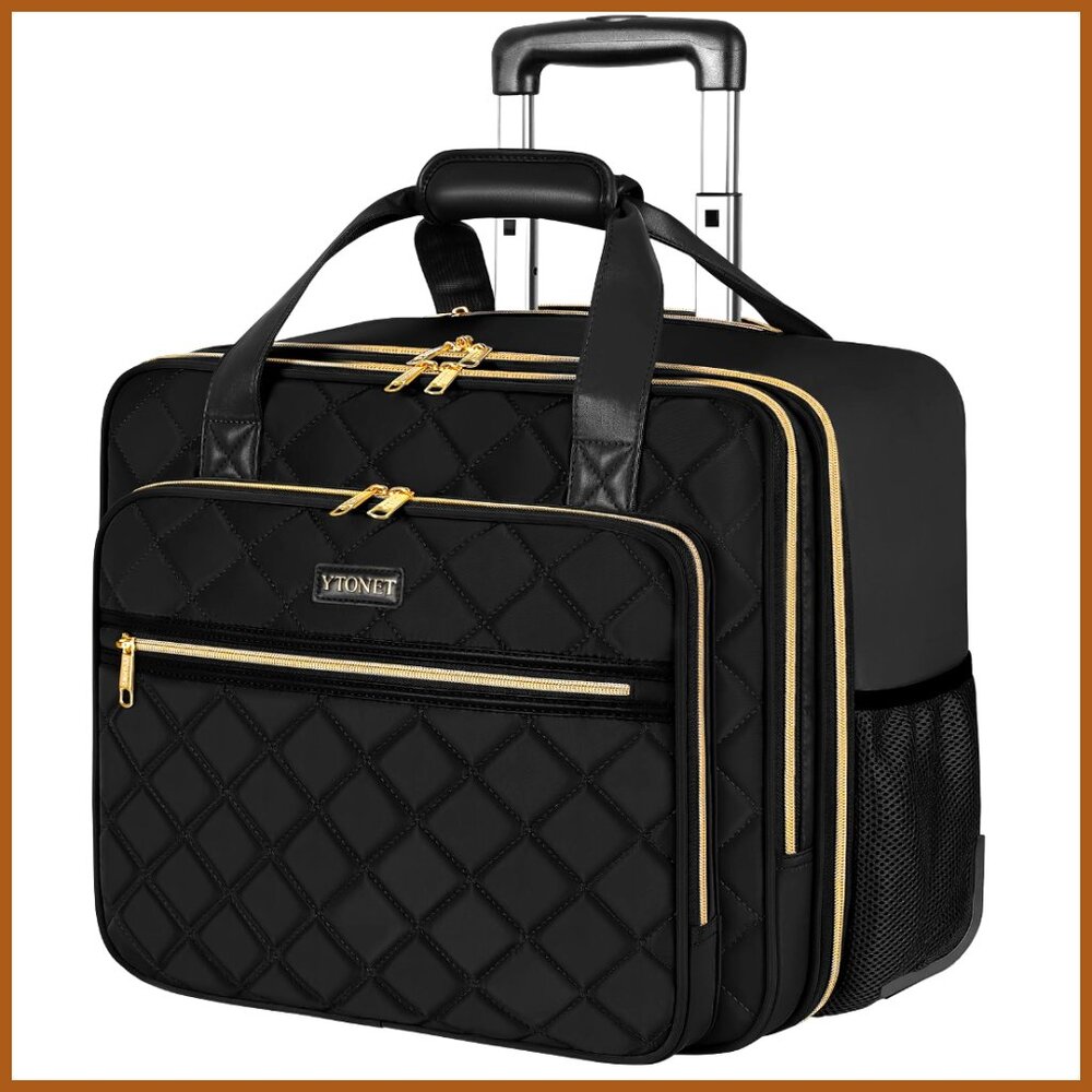 Rolling Laptop Bag with Wheels, Water-Resistant Nylon, 17.3 Inch